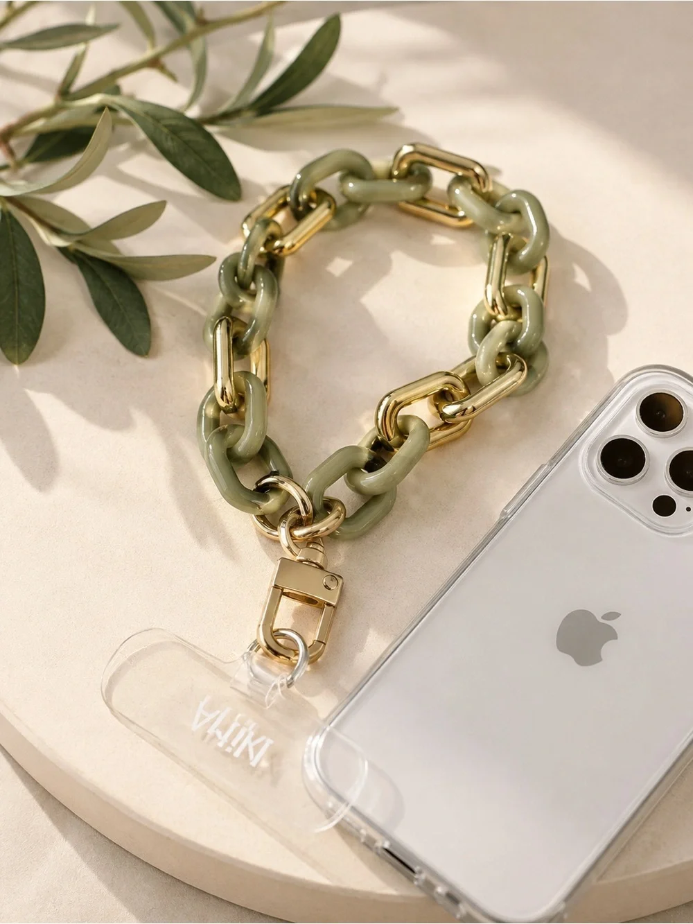 Chunky Green and Gold Phone Chain